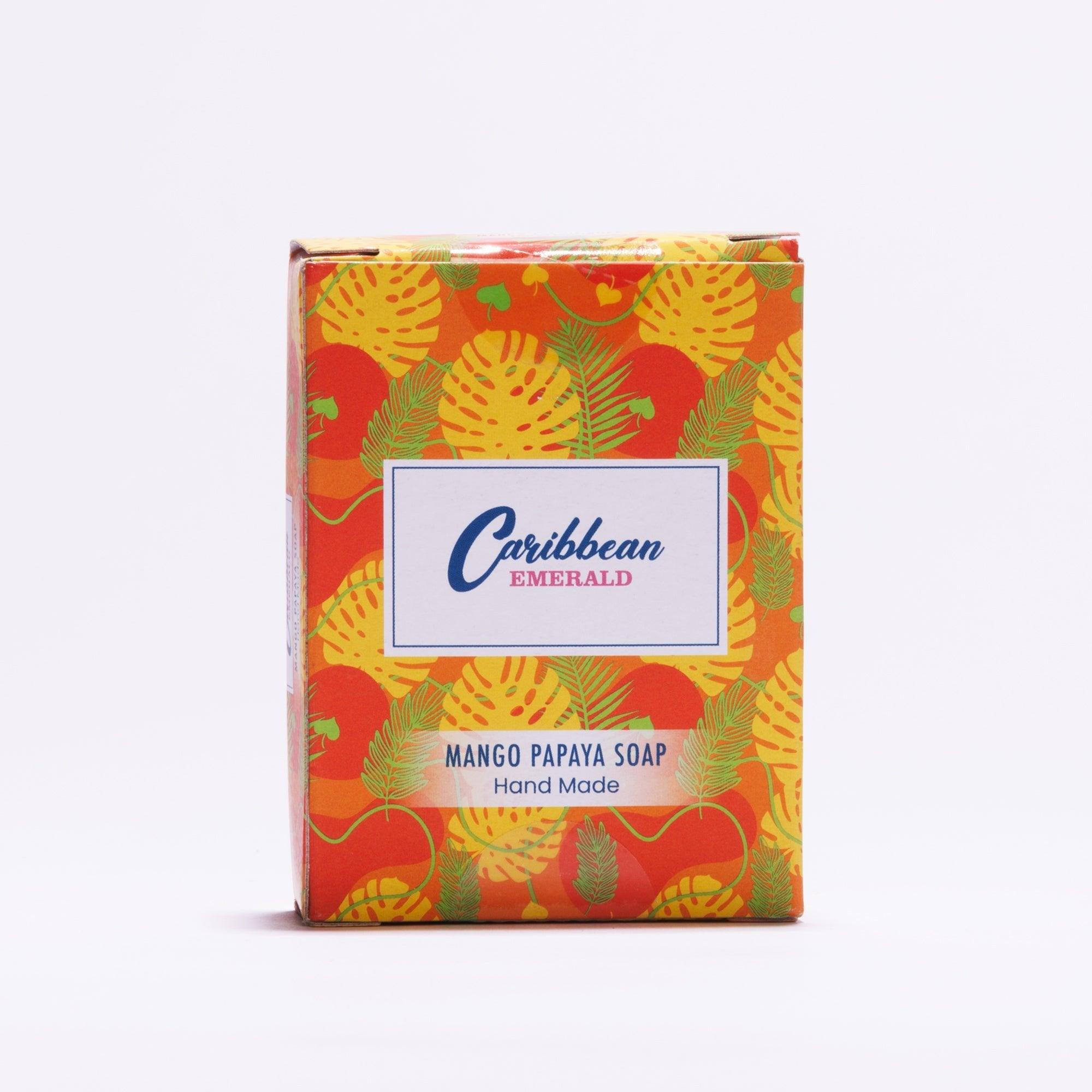 Mango & Papaya handmade soap in tropical packaging